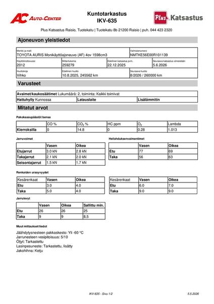 Toyota Auris vaihtoauto