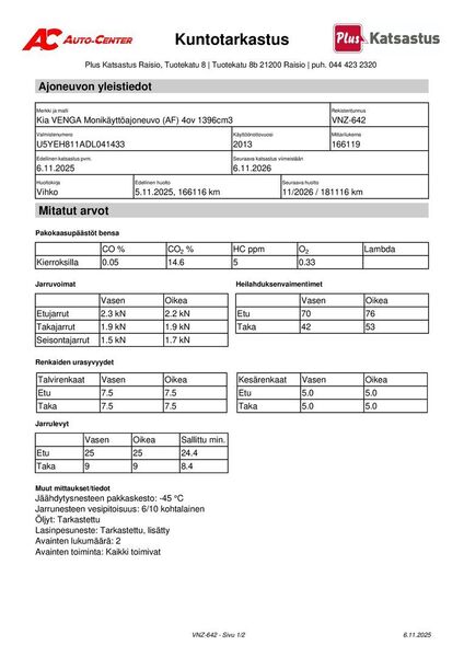 Kia Venga vaihtoauto