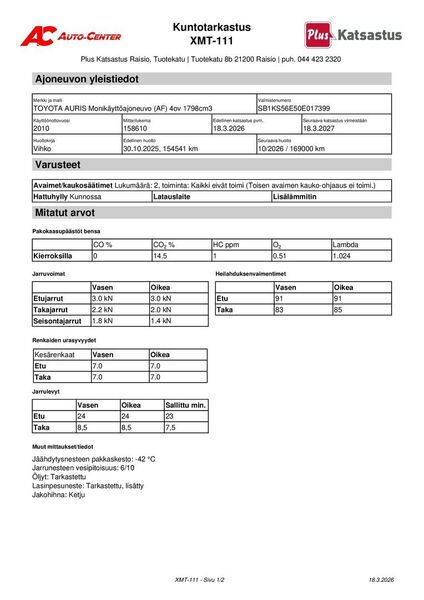 Toyota Auris vaihtoauto