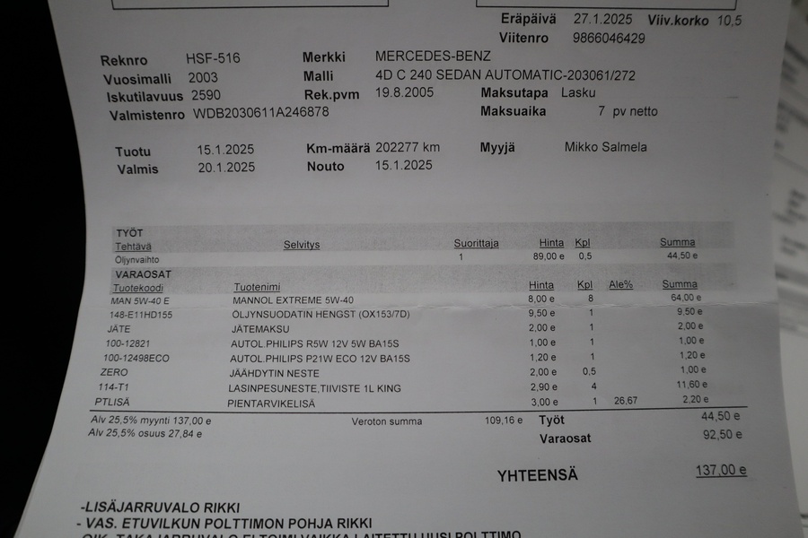 Mercedes-Benz C vaihtoauto