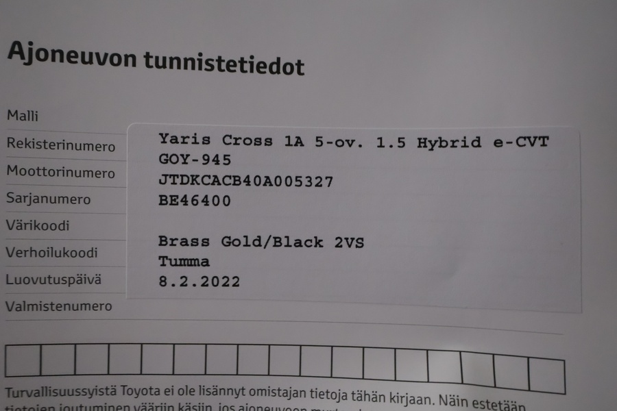 Toyota Yaris Cross vaihtoauto