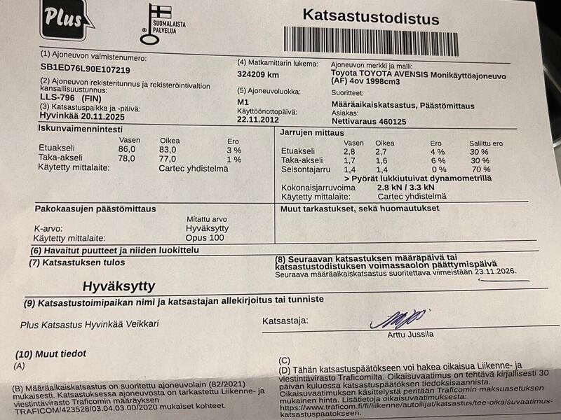 Toyota Avensis vaihtoauto