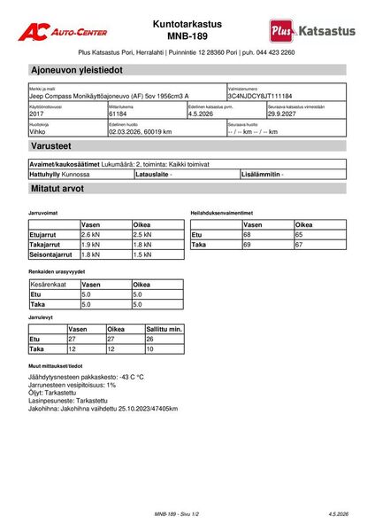 Jeep Compass vaihtoauto