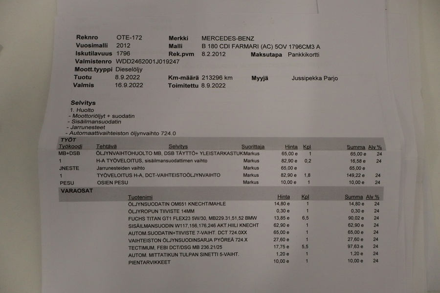 Mercedes-Benz B vaihtoauto