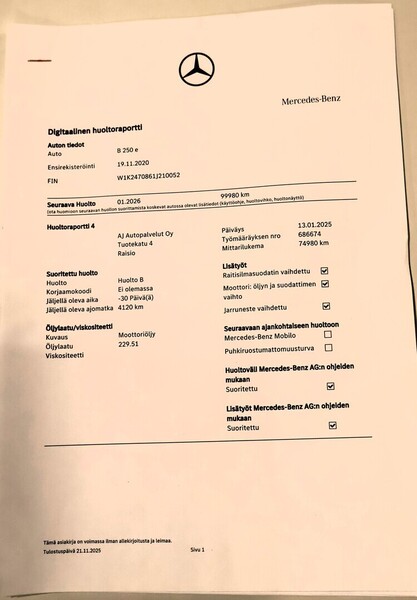 Mercedes-Benz B vaihtoauto