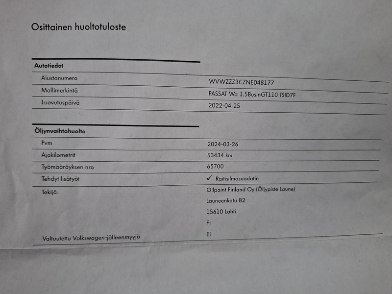 Volkswagen Passat vaihtoauto