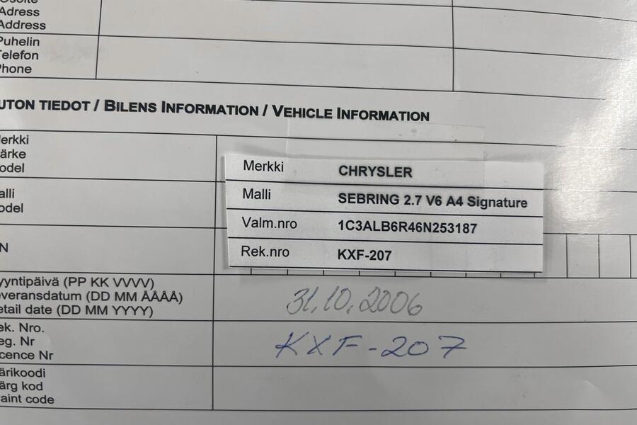 Chrysler Sebring vaihtoauto