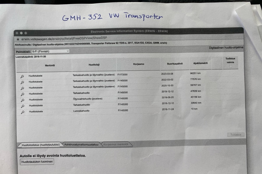 Volkswagen Transporter vaihtoauto