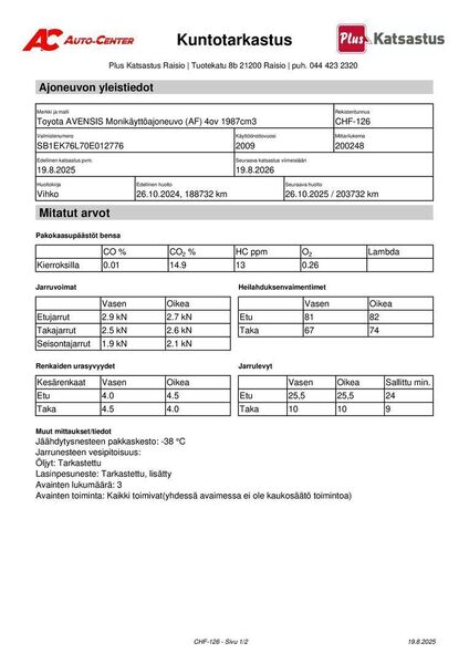 Toyota Avensis vaihtoauto