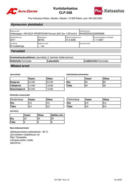 Volkswagen Golf Sportsvan vaihtoauto