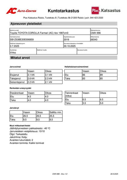 Toyota Corolla vaihtoauto