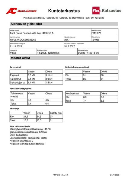 Ford Focus vaihtoauto