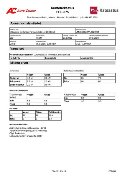 Mitsubishi Outlander PHEV vaihtoauto