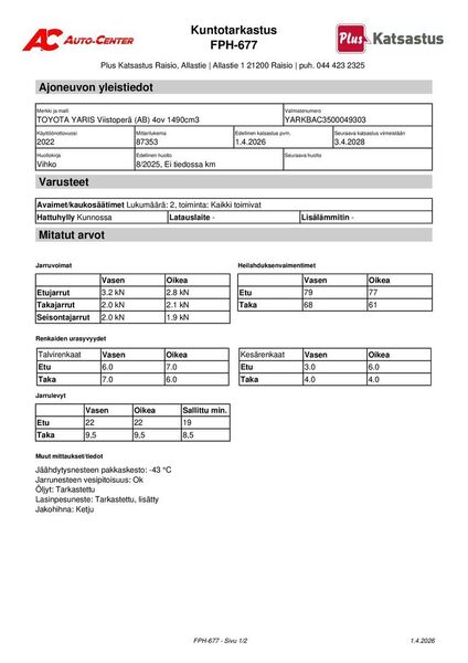 Toyota Yaris vaihtoauto