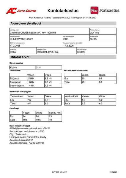 Chevrolet Cruze vaihtoauto