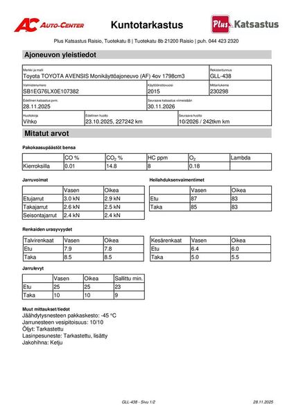Toyota Avensis vaihtoauto