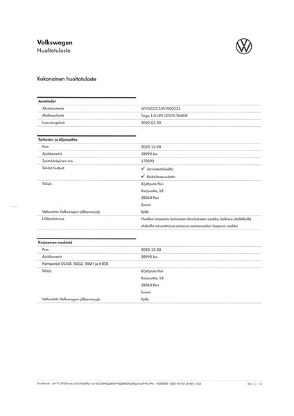 Volkswagen Taigo vaihtoauto