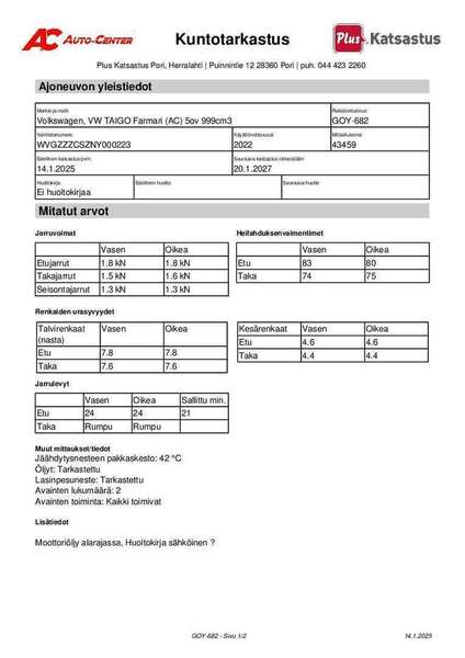 Volkswagen Taigo vaihtoauto