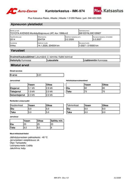 Toyota Avensis vaihtoauto