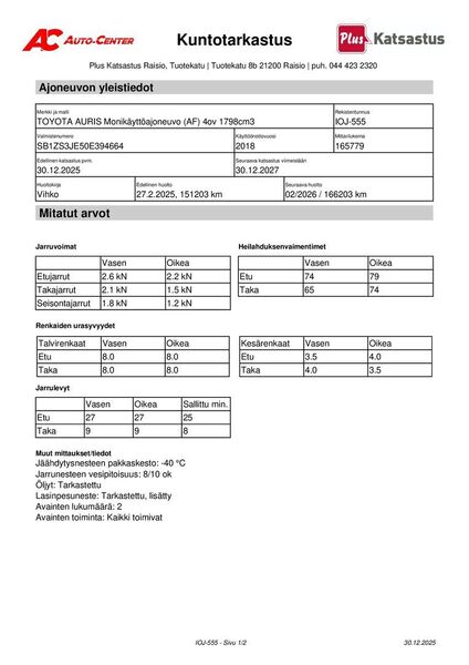 Toyota Auris vaihtoauto