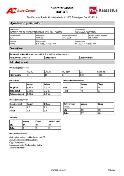 Toyota Auris vaihtoauto