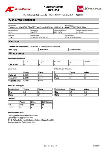 Volkswagen Golf Sportsvan vaihtoauto