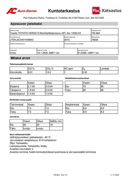 Toyota Verso-S vaihtoauto