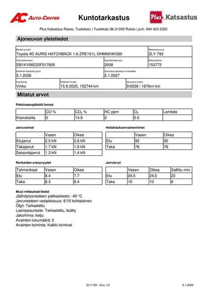 Toyota Auris vaihtoauto