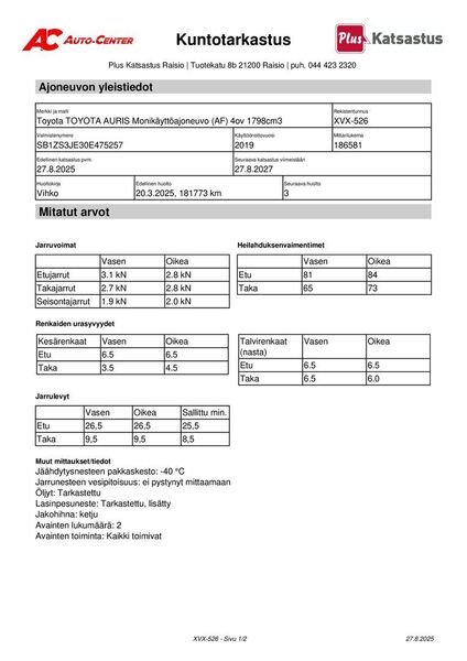 Toyota Auris vaihtoauto