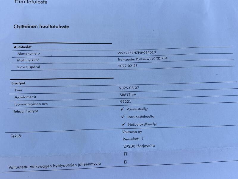 Volkswagen Transporter vaihtoauto