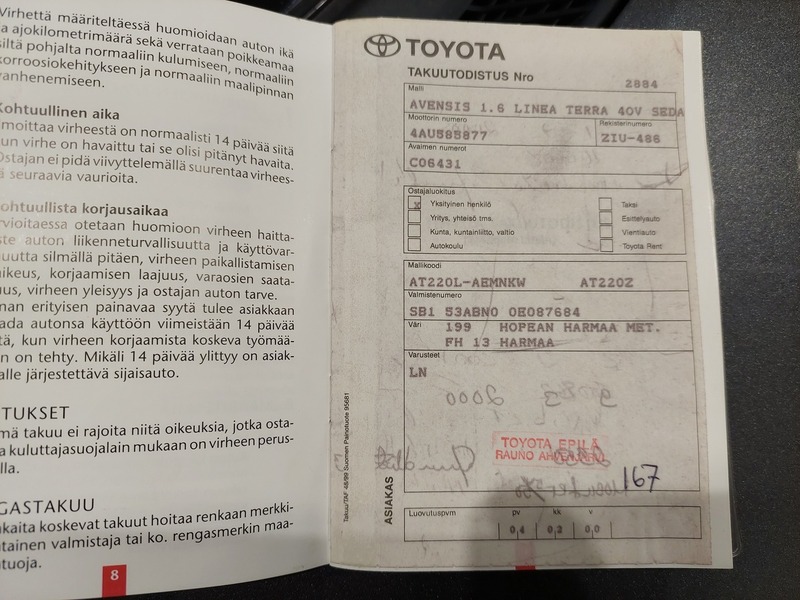 Toyota Avensis vaihtoauto