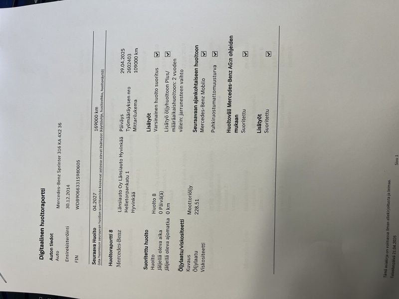 Mercedes-Benz Sprinter vaihtoauto