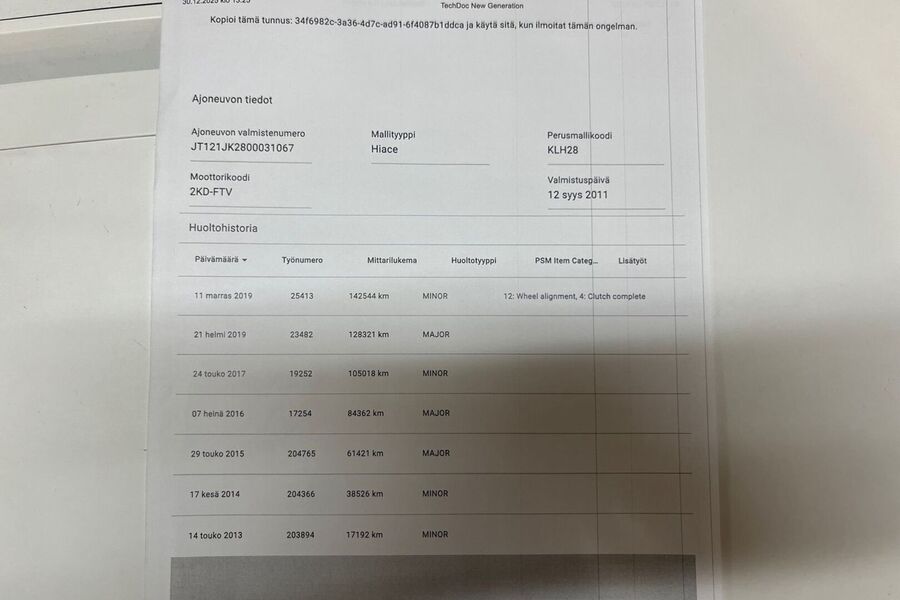 Toyota Hiace vaihtoauto