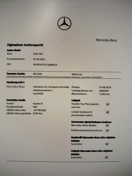 Mercedes-Benz EQA vaihtoauto
