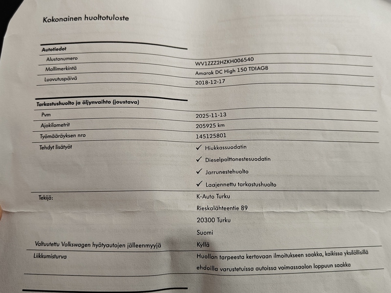 Volkswagen Amarok vaihtoauto