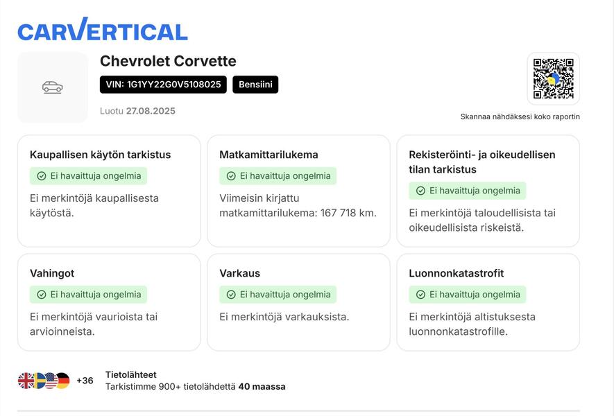 Chevrolet Corvette vaihtoauto