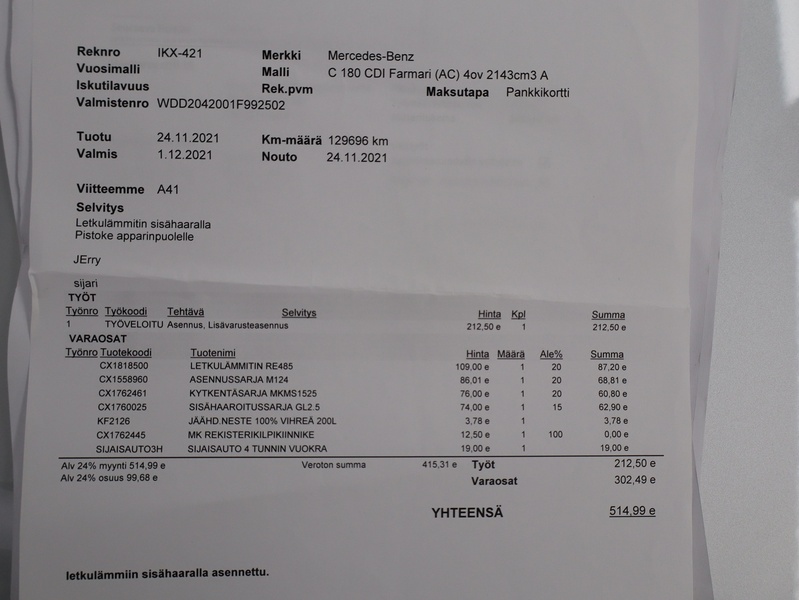 Mercedes-Benz C vaihtoauto