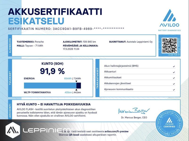 Porsche Taycan vaihtoauto