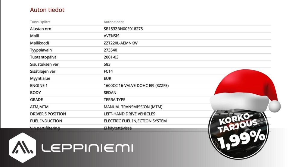 Toyota Avensis vaihtoauto