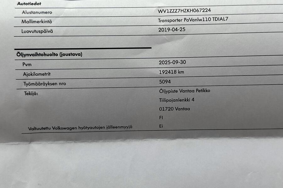 Volkswagen Transporter vaihtoauto