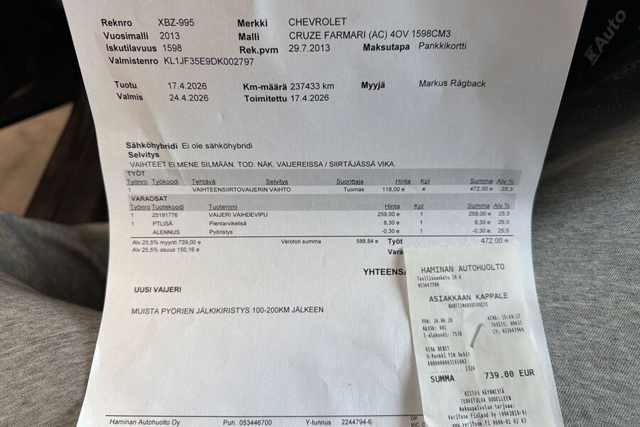 Chevrolet Cruze vaihtoauto