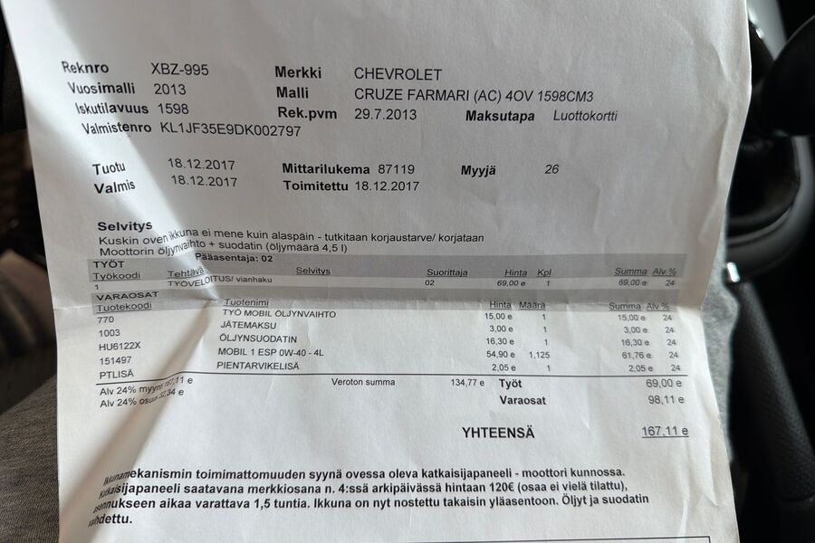 Chevrolet Cruze vaihtoauto