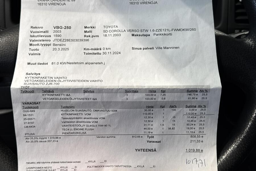 Toyota Corolla vaihtoauto