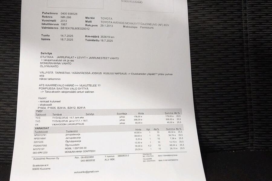 Toyota Avensis vaihtoauto