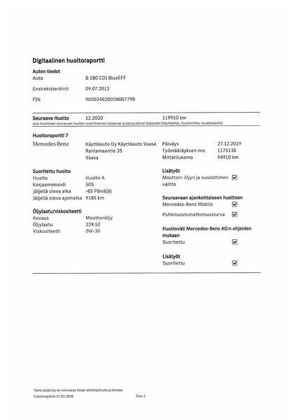 Mercedes-Benz B vaihtoauto