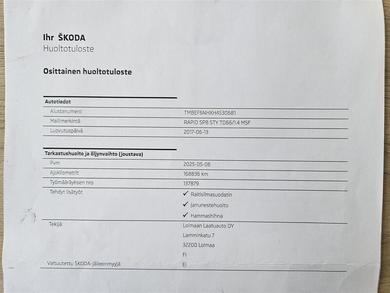 Skoda Rapid vaihtoauto