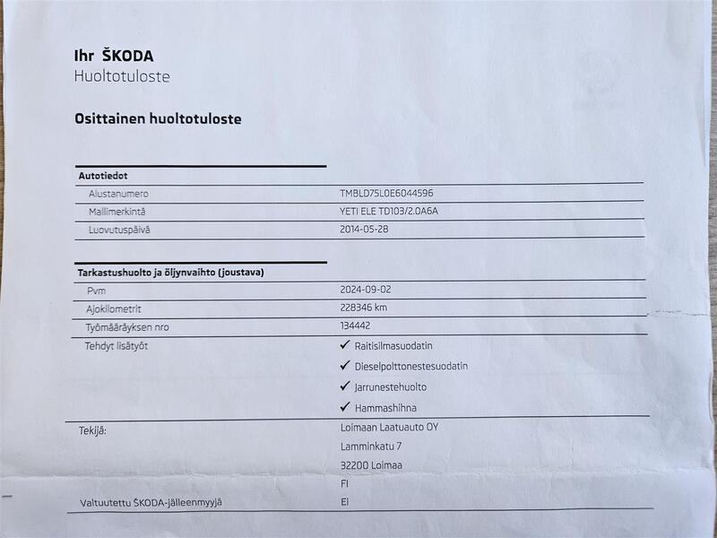 Skoda Yeti vaihtoauto