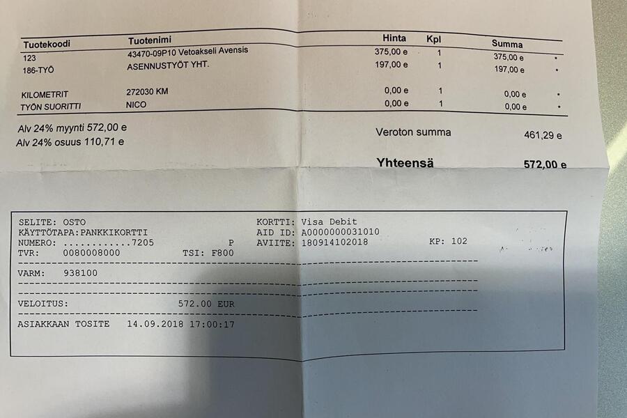 Toyota Avensis vaihtoauto