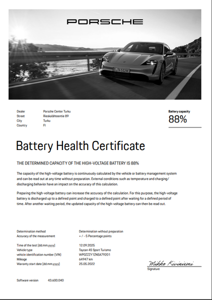 Porsche Taycan vaihtoauto