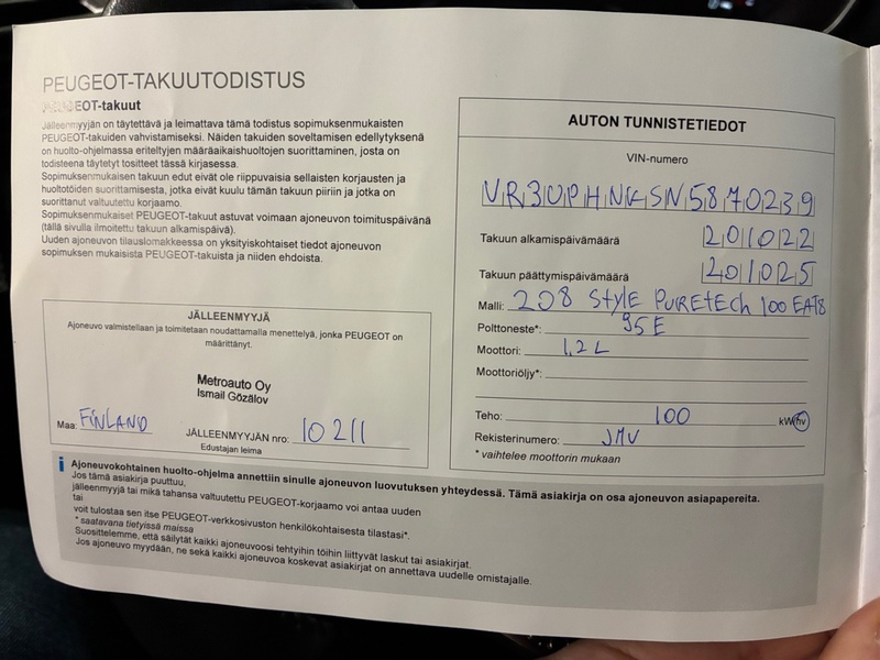 Peugeot 208 vaihtoauto